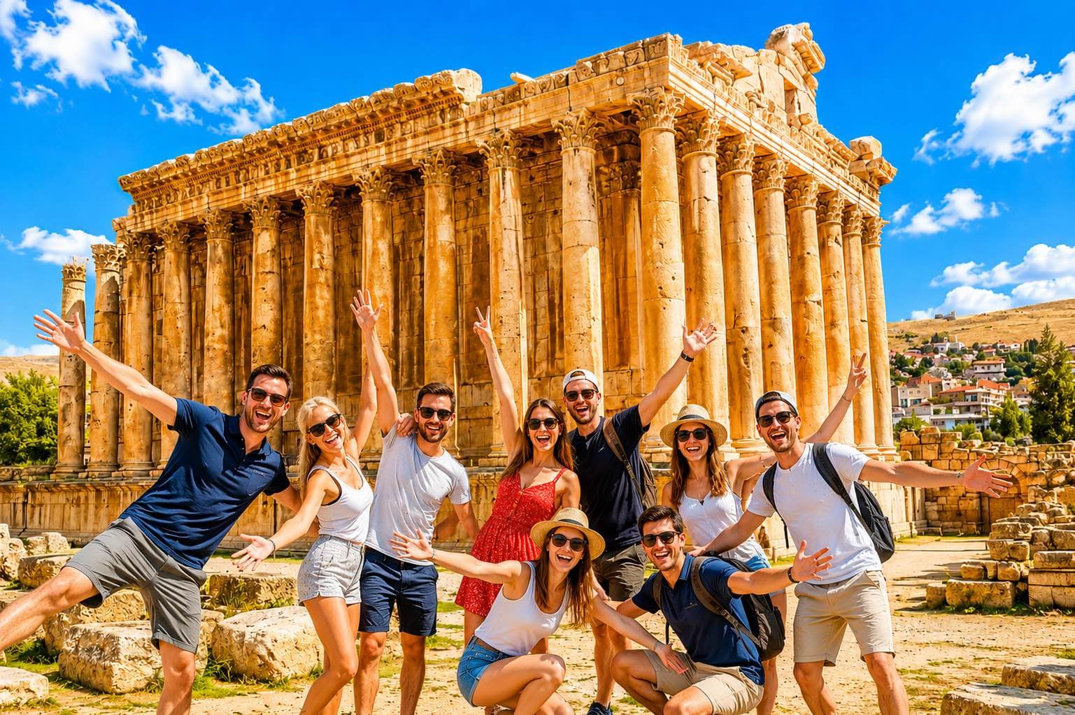 The well-preserved Roman Temple of Bacchus at Baalbek, Lebanon